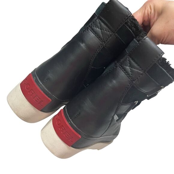 SOREL Joan of Arctic Wedge Boots Black Waterproof Size 8.5 Women’s Shearling - Picture 7 of 10